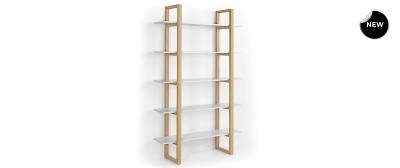 Barton: Dark Walnut | Shelves: White